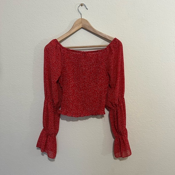 Princess Polly • Polka Dot Long Sleeve Peasant Top - Picture 4 of 4